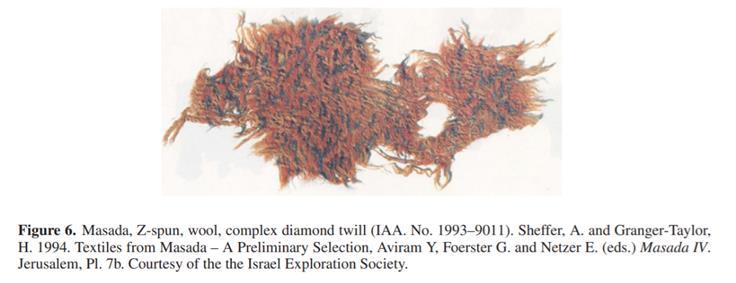 Textile fragment from Masada with a complex diamond twill